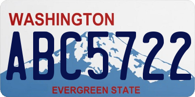 WA license plate ABC5722