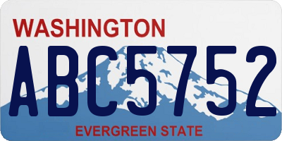 WA license plate ABC5752