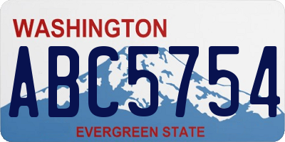 WA license plate ABC5754