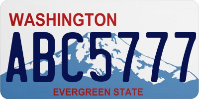 WA license plate ABC5777