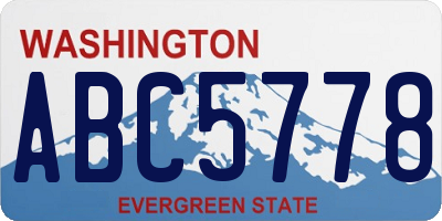 WA license plate ABC5778