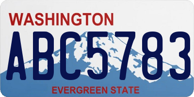WA license plate ABC5783