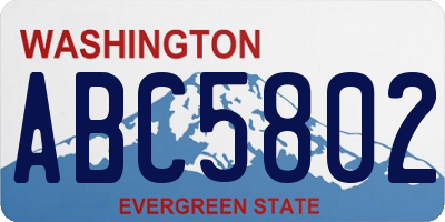WA license plate ABC5802