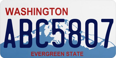 WA license plate ABC5807
