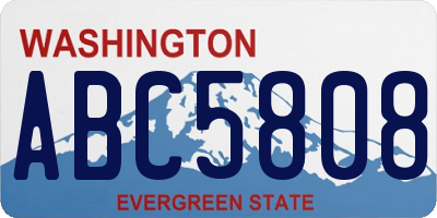 WA license plate ABC5808