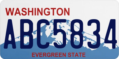 WA license plate ABC5834