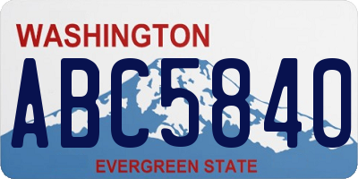 WA license plate ABC5840