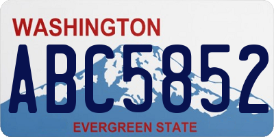 WA license plate ABC5852