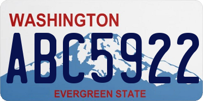 WA license plate ABC5922