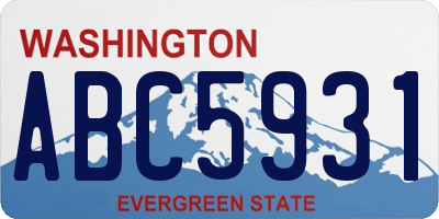 WA license plate ABC5931