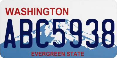 WA license plate ABC5938