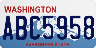 WA license plate ABC5958