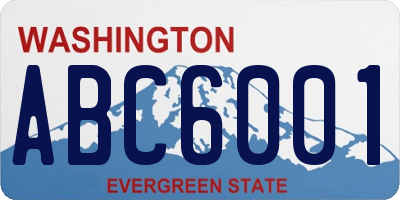 WA license plate ABC6001