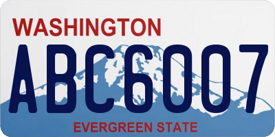 WA license plate ABC6007