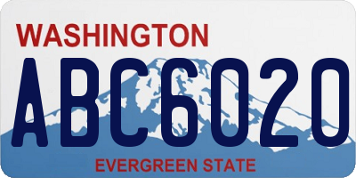 WA license plate ABC6020