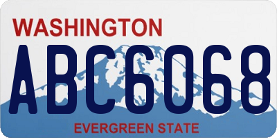 WA license plate ABC6068