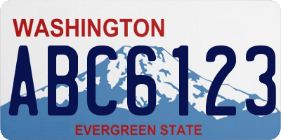 WA license plate ABC6123