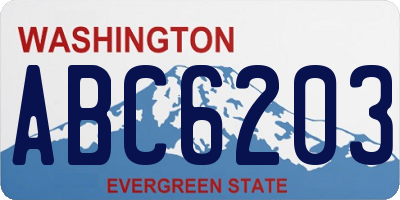WA license plate ABC6203