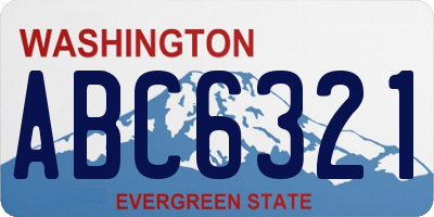 WA license plate ABC6321