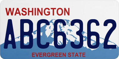 WA license plate ABC6362