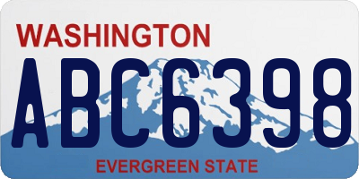 WA license plate ABC6398