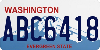 WA license plate ABC6418