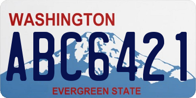 WA license plate ABC6421