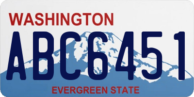 WA license plate ABC6451