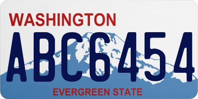 WA license plate ABC6454