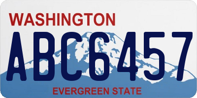 WA license plate ABC6457