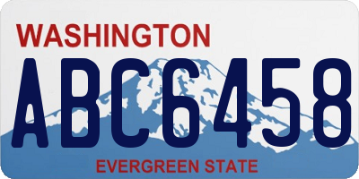 WA license plate ABC6458