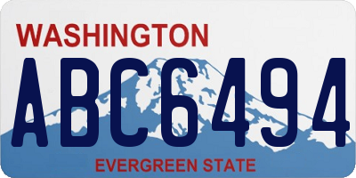 WA license plate ABC6494