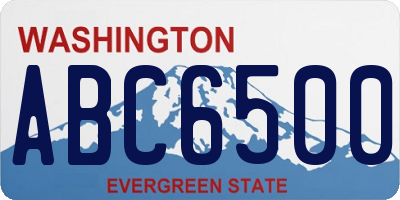 WA license plate ABC6500