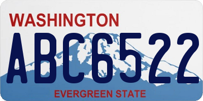 WA license plate ABC6522