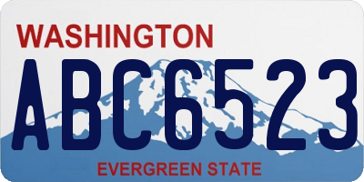 WA license plate ABC6523