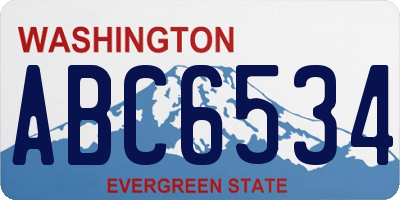 WA license plate ABC6534