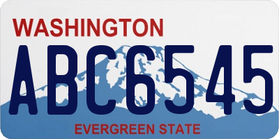 WA license plate ABC6545