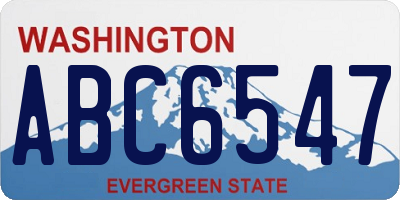 WA license plate ABC6547