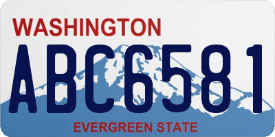 WA license plate ABC6581