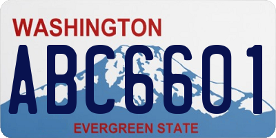 WA license plate ABC6601
