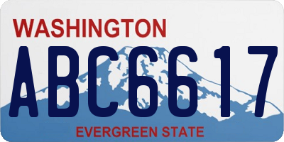 WA license plate ABC6617