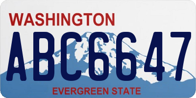 WA license plate ABC6647
