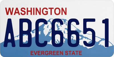 WA license plate ABC6651