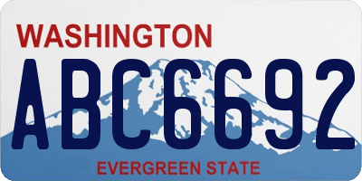 WA license plate ABC6692