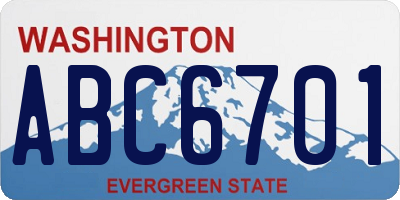 WA license plate ABC6701