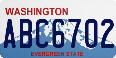 WA license plate ABC6702