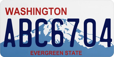 WA license plate ABC6704