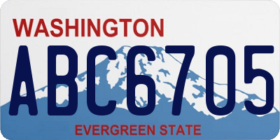 WA license plate ABC6705