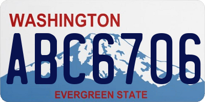 WA license plate ABC6706
