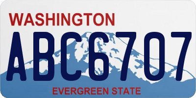 WA license plate ABC6707